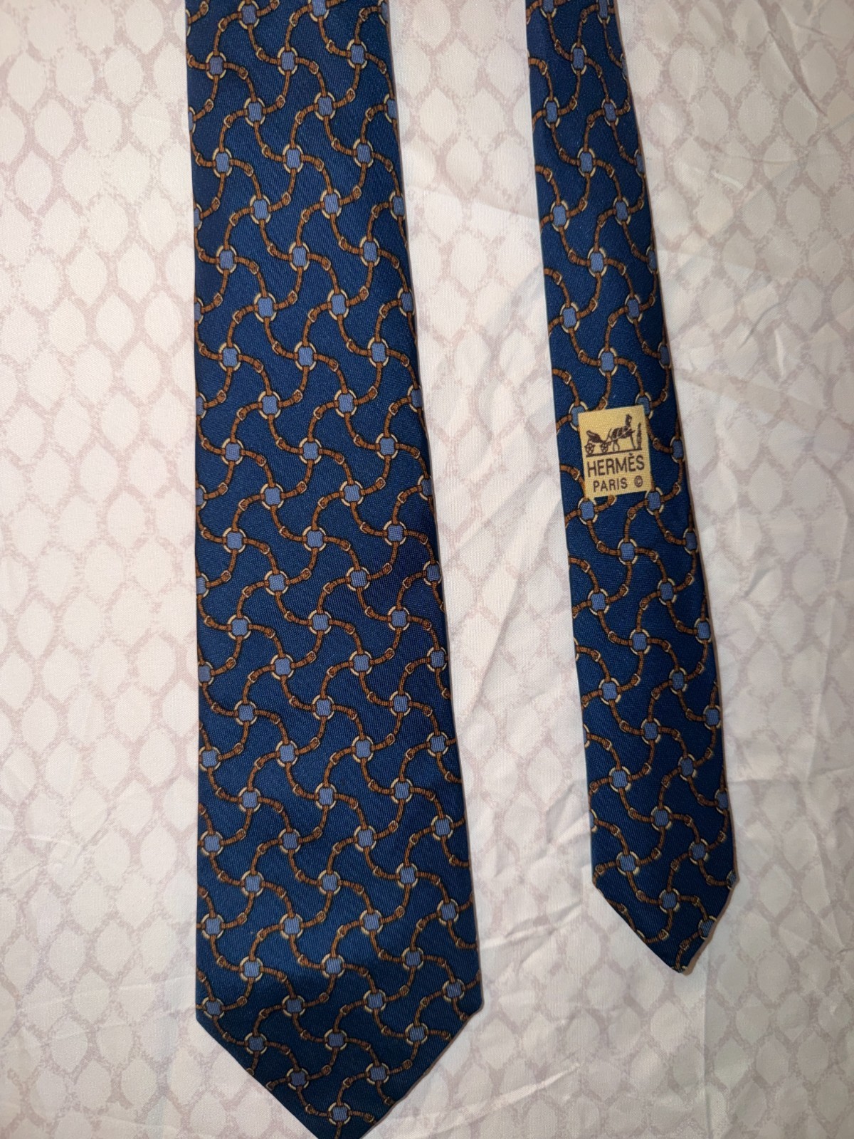 Silk Blue Hermes Tie