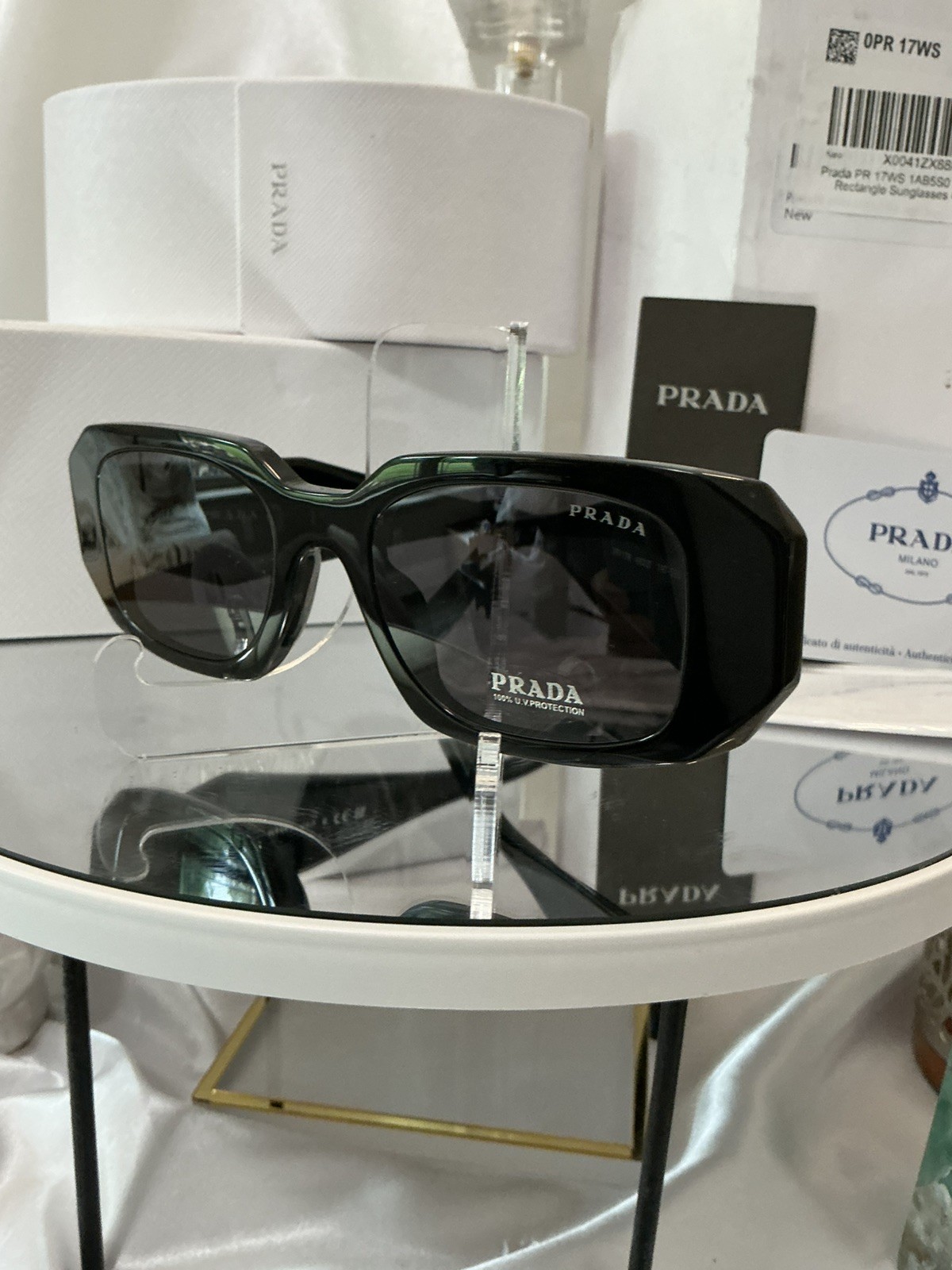 NIB PRADA BLACK RECTANGLE 1AB5S0 EYEWEAR PRADA 49-20-145
