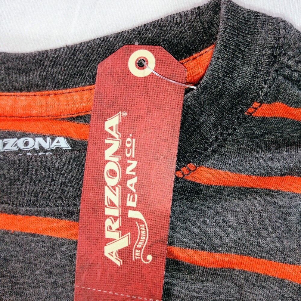 Arizona Orange and Grey Striped Long Sleeve Tee-Size S8-New with Tags