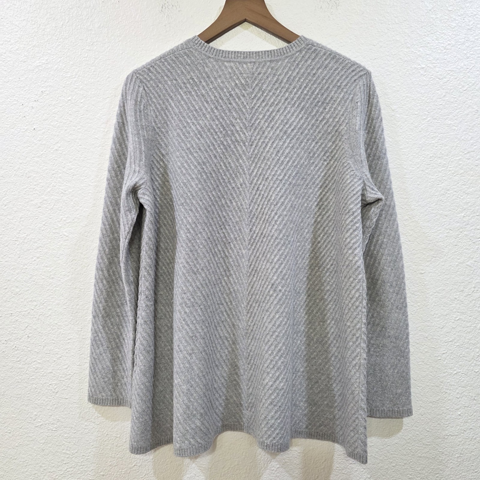 Nordstrom Collection Sweater Womens M Gray 100% Cashmere Pullover Ribbed Swing