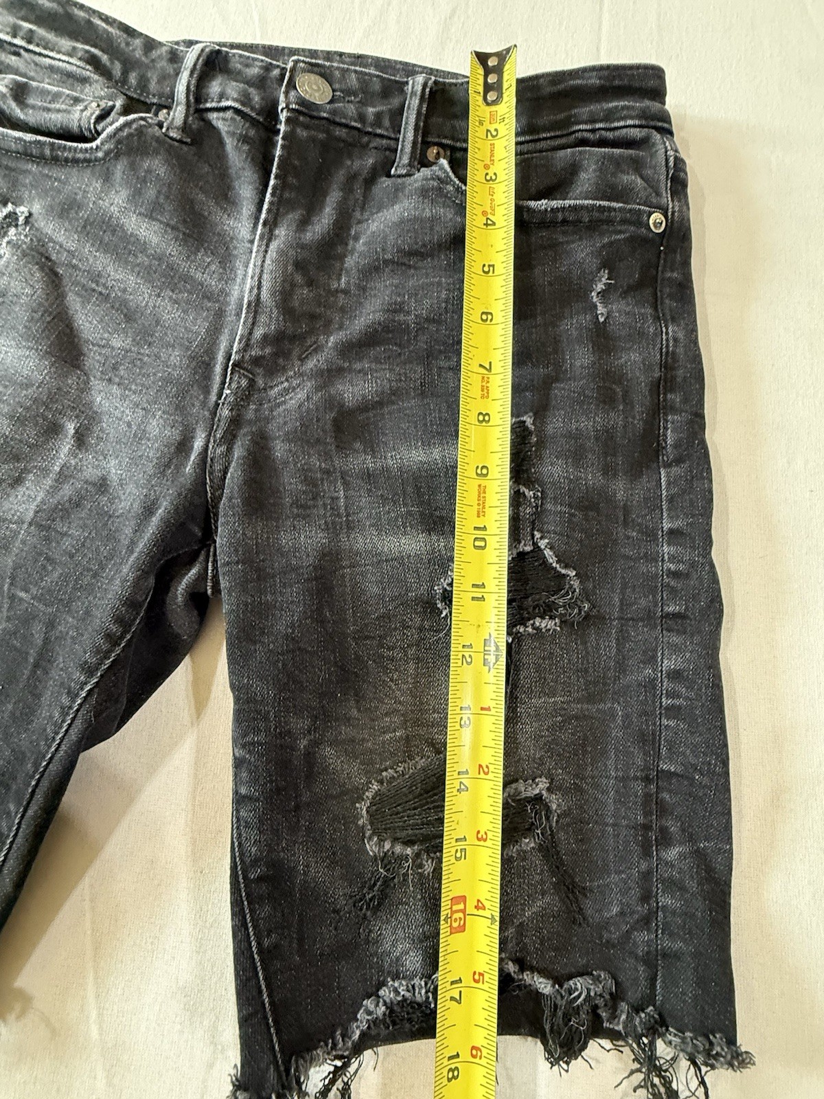 American Eagle Outfitters Next Level Flex Black Distressed Denim Shorts Size 30