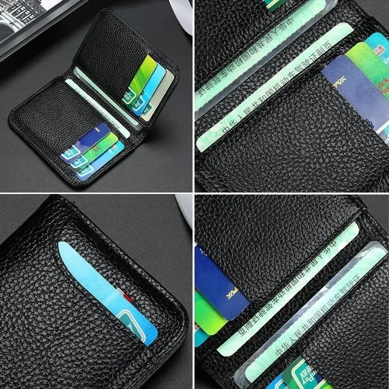 Slim PU Leather Card Wallet Men Mini Credit Card Holder Small Purse