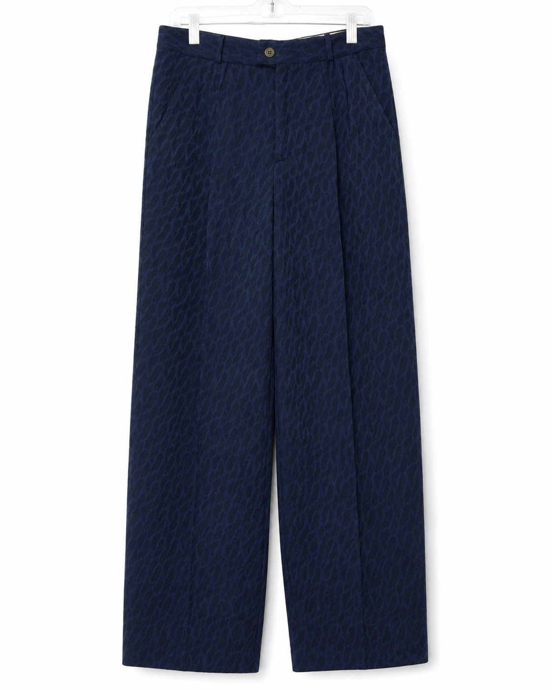 Umberto Ginocchietti Mens Wool Navy Wide Leg Trousers Pants Pleated Italy 30×31