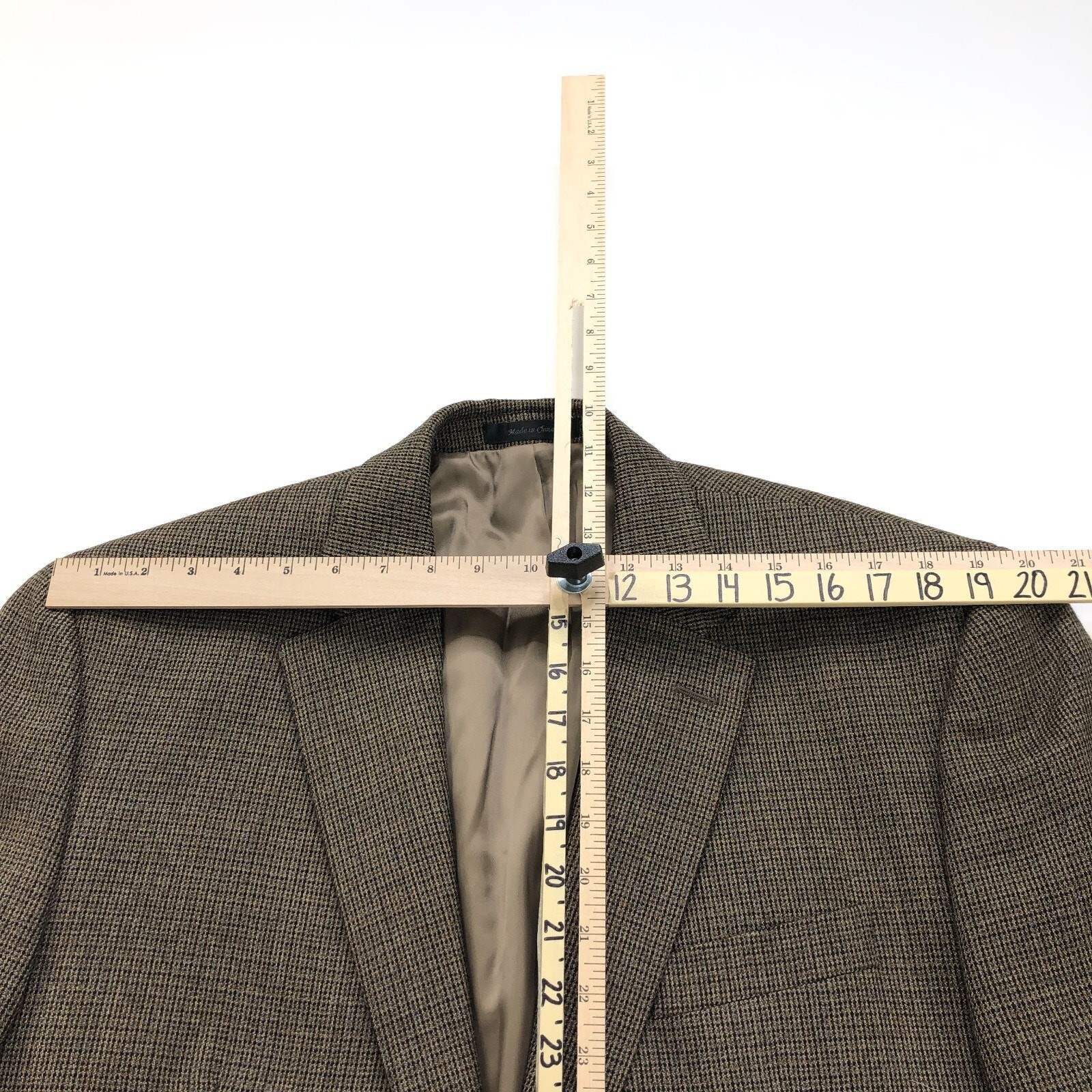 Chaps 44 R Men’s 100% Wool Sport Coat Jacket Check Pattern Brown