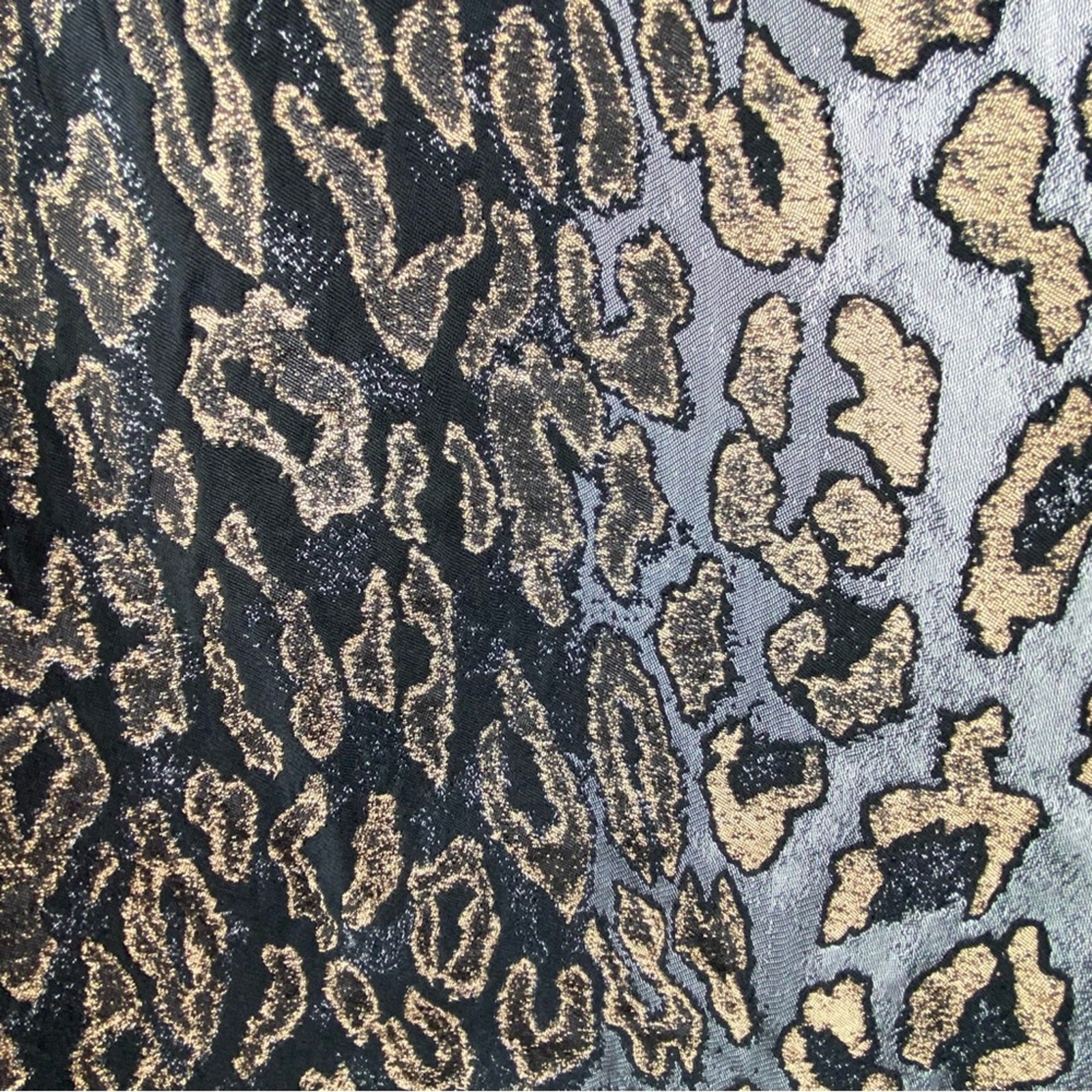 Chico’s Open Front Cardigan Sweater Size 16/XL Gray Front Metallic Leopard Back