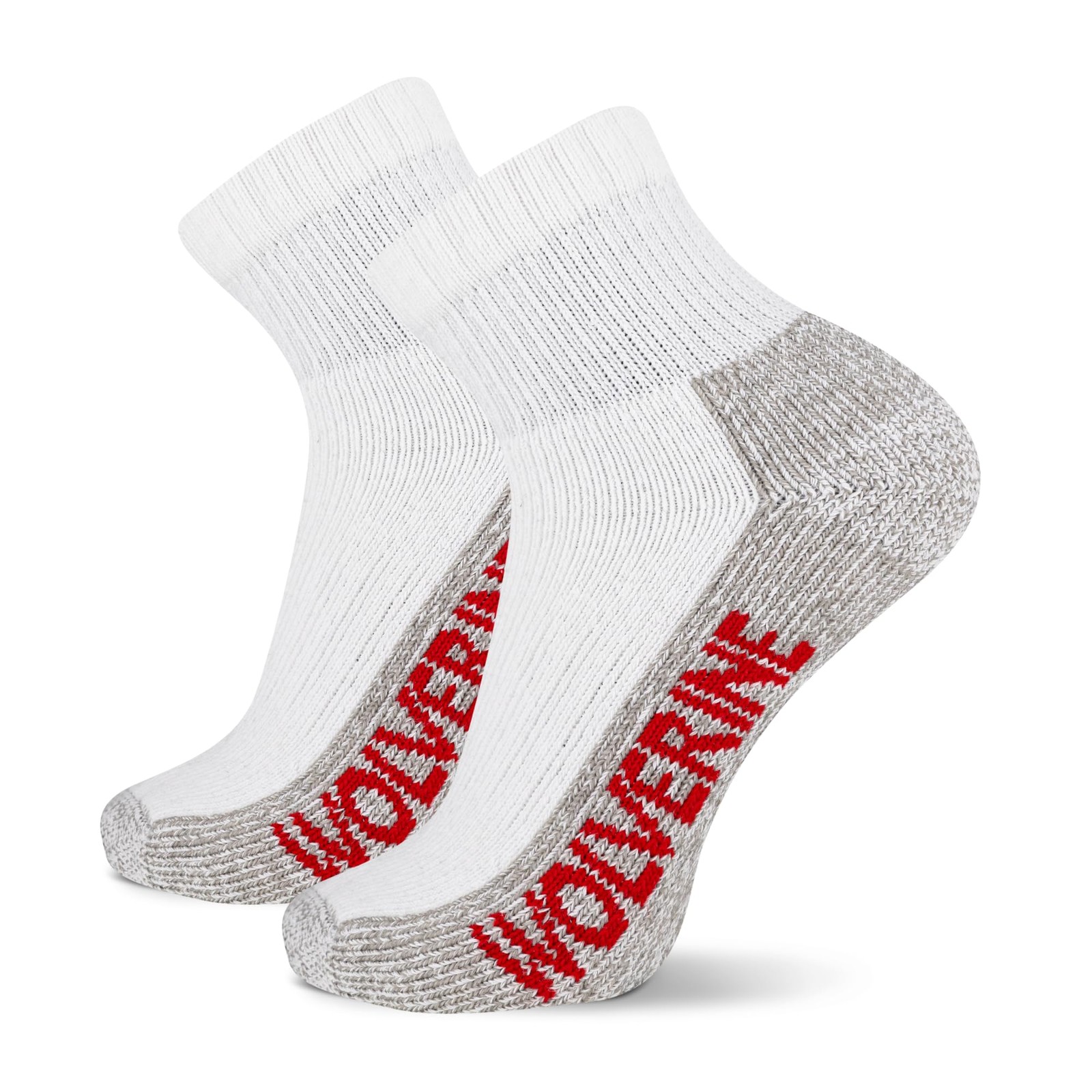 Wolverine Mens 2 Pack Cotton Quarter Sock Steel Toe, White, 7-12 US