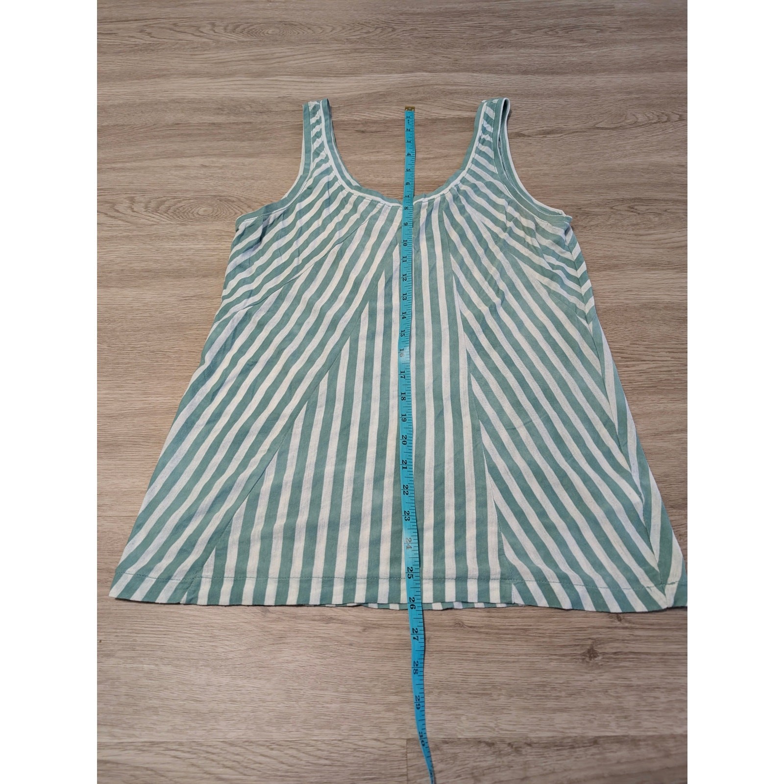 JCrew Tank Top Womens Small S Mint Green White Striped Chevron Panel Swing Cami