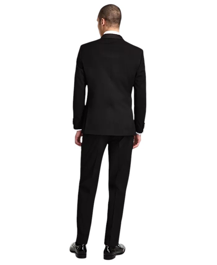 Nautica Mens Modern fit 2 Piece Tuxedo Suit 44 R / 38 Waist Black Solid Stretch