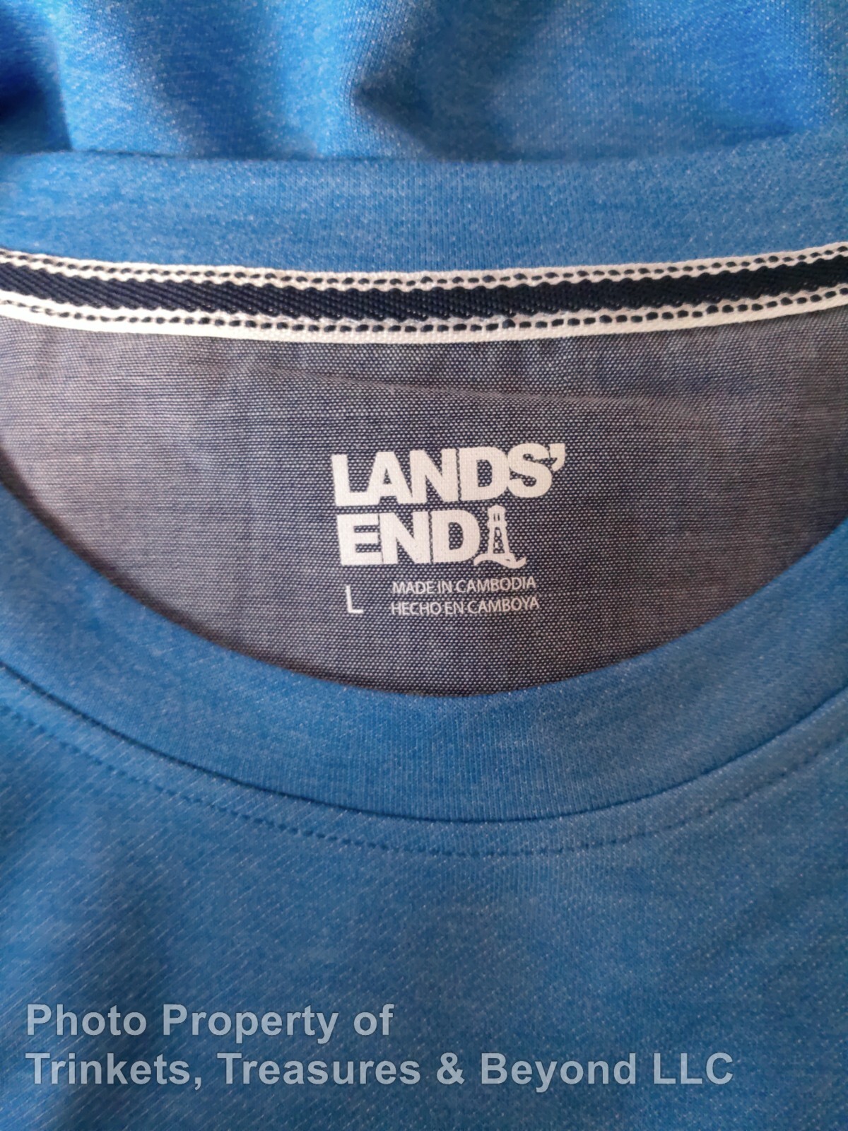 Men’s Lands End Short Sleeve T-Shirt Sky Blue Size L