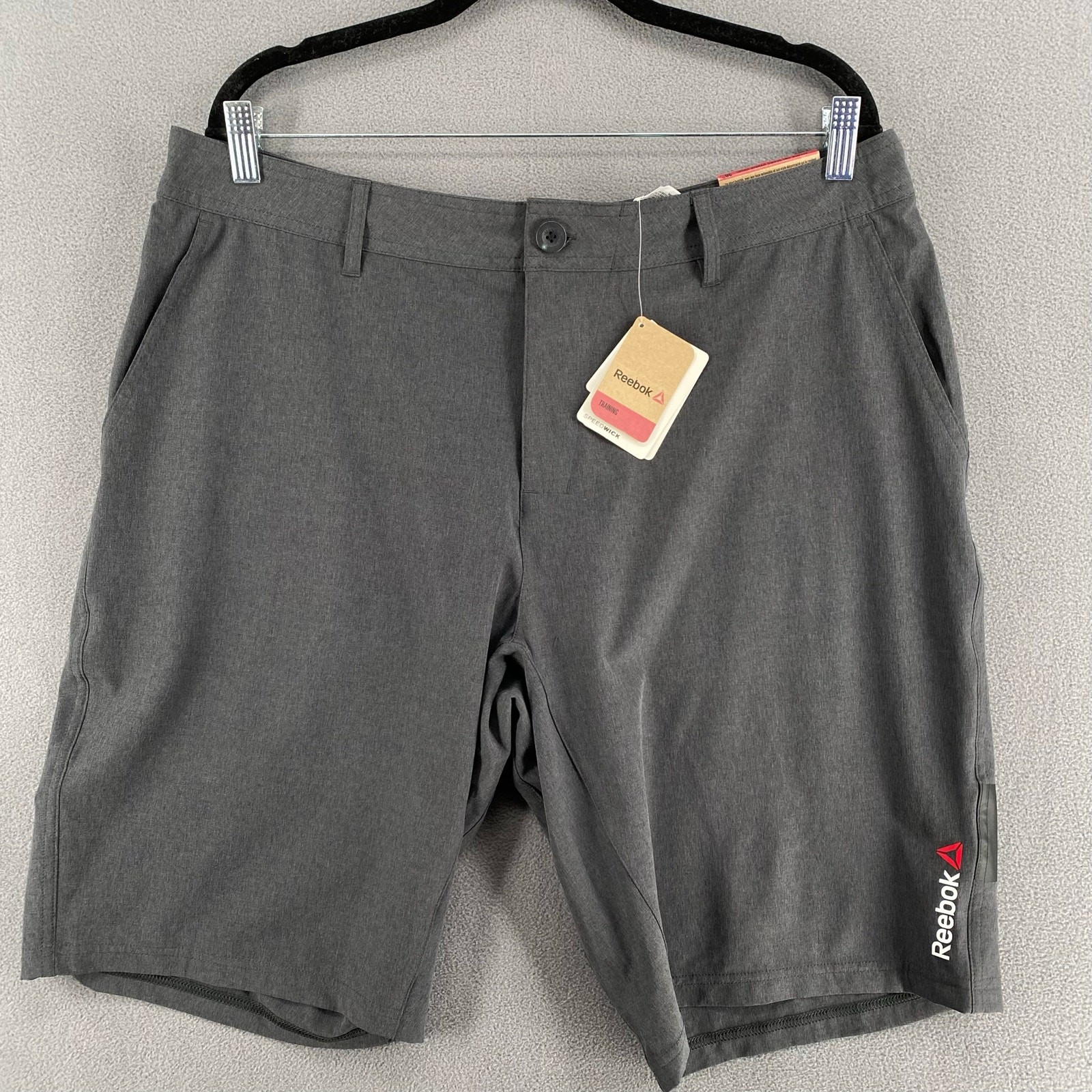 Reebok Hybrid Training Shorts Mens 36 Gray Speedwick Swim Outdoor Hiking Golf