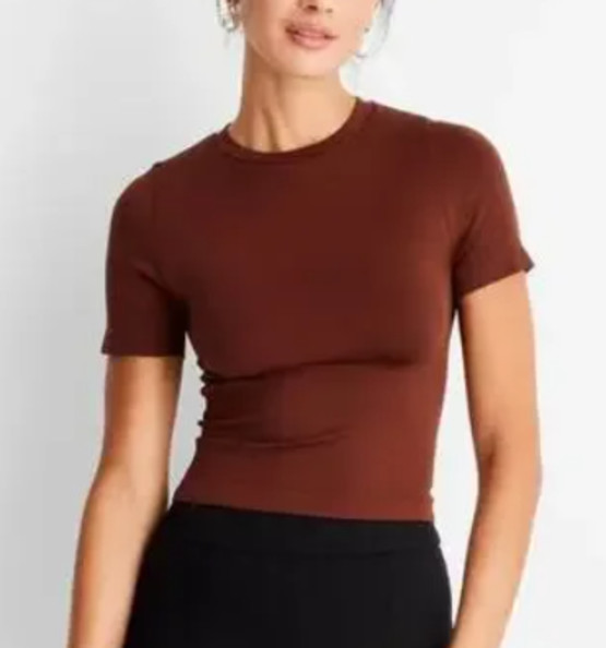NEW A New Day Women’s Slim Fit Short Sleeve Ribbed Casual Top Size XL