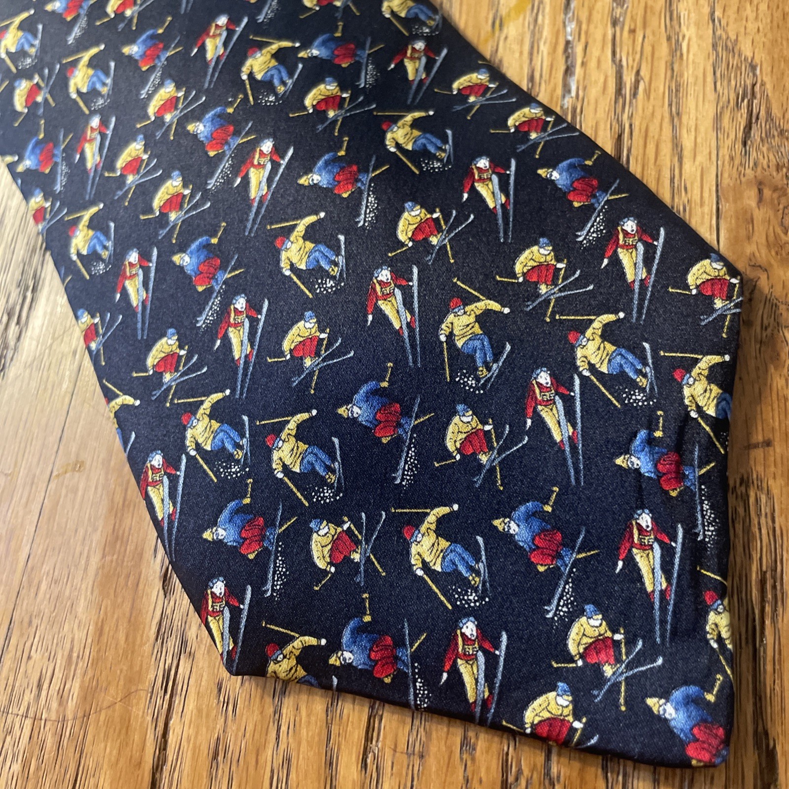 Vintage EUC Museum Artifacts Tiny Ski Jumpers Silk Tie Necktie USA Hand Made