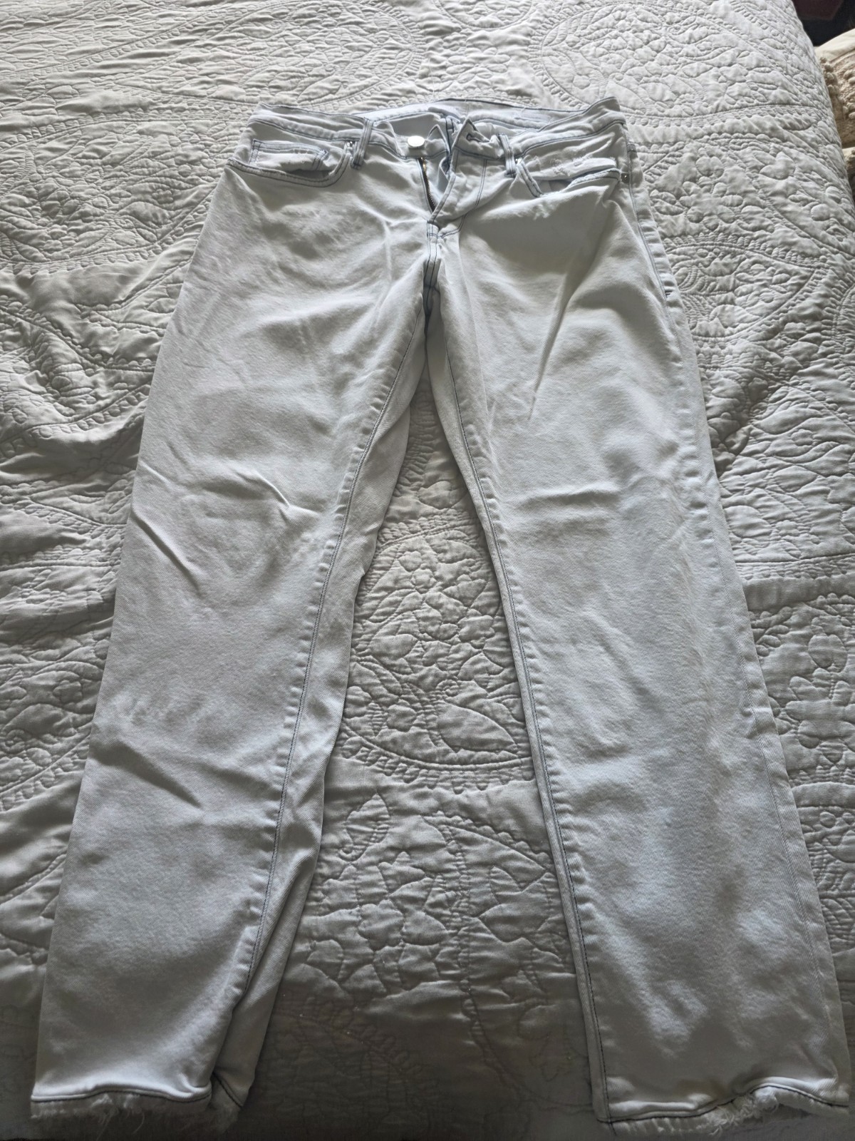 FRAME Modern Straight Jeans Mens 33×29 Blue Light Wash Stretch Denim