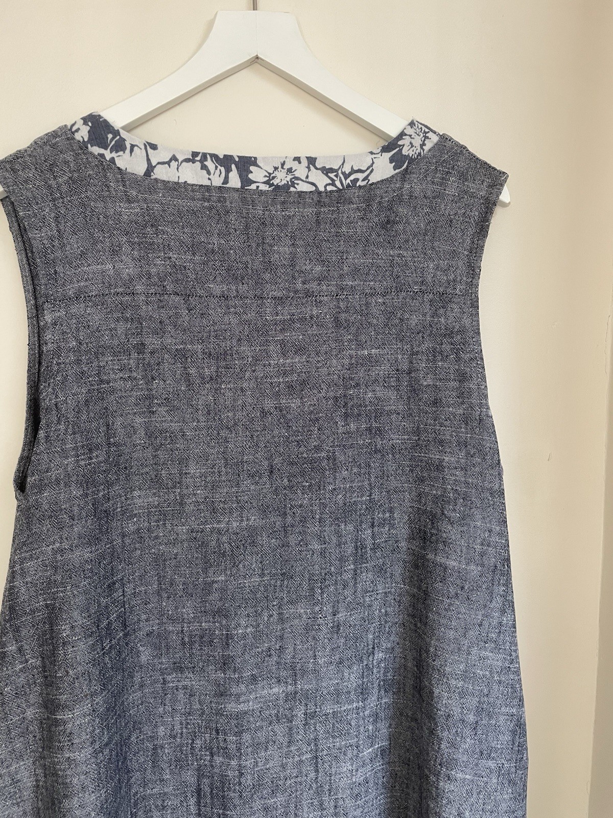 Bella Blue Shift Dress Blue Linen Look Size L/XL Unworn No Tags