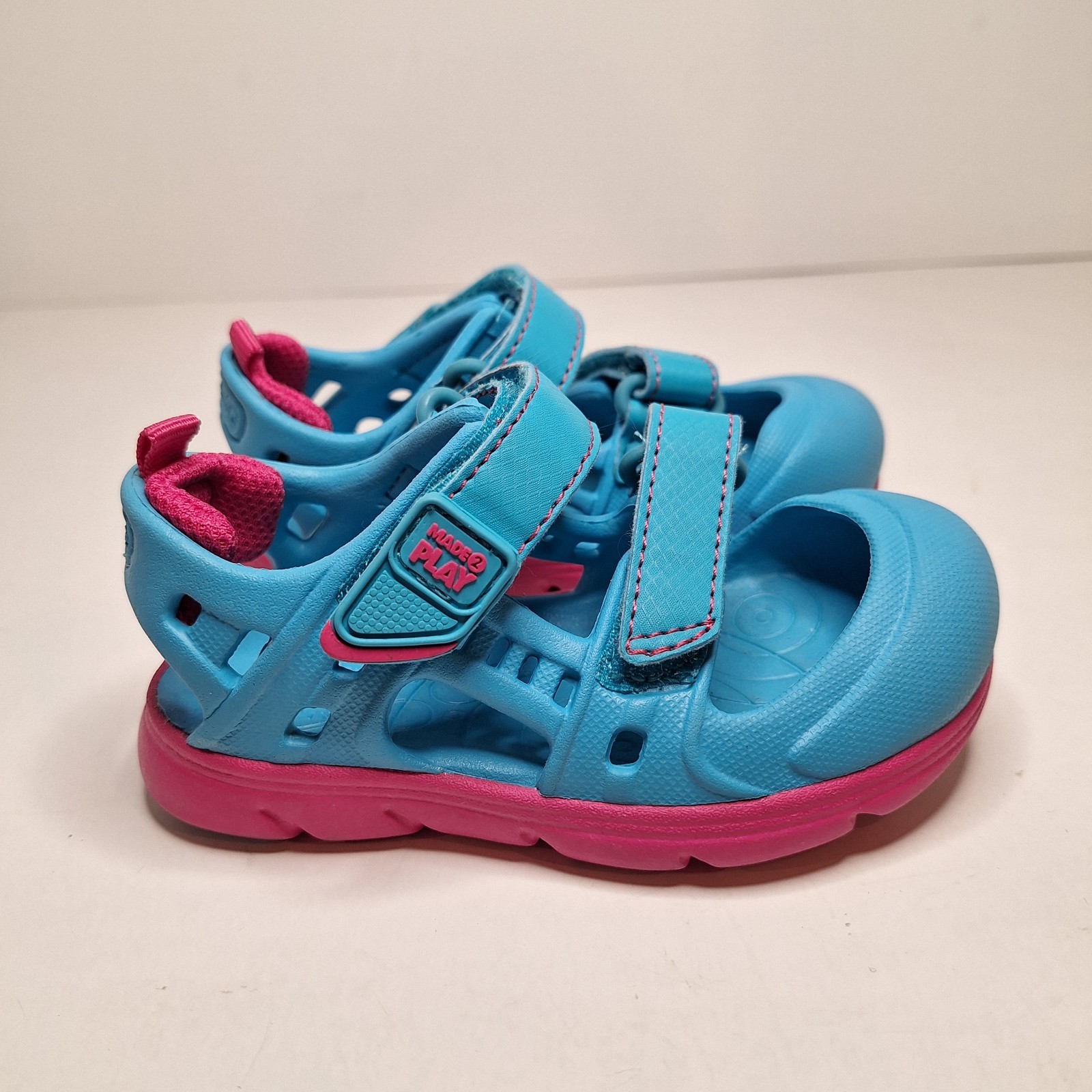 Stride Rite Sandals Girls Size 7 Blue Made 2 Play Phibian Strappy Closed Toe
