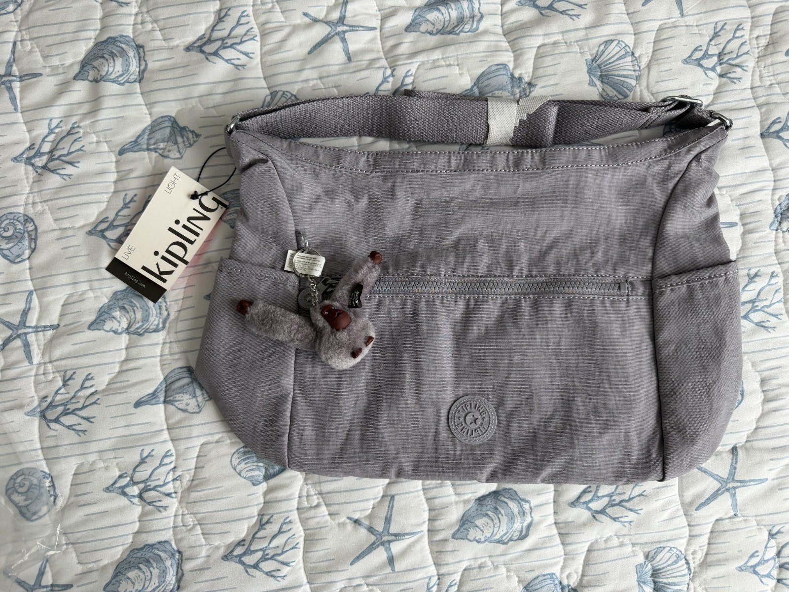 Kipling Alenya Crossbody Bag – DOVE GRAY – Nylon Everyday Travel Purse BRAND NEW
