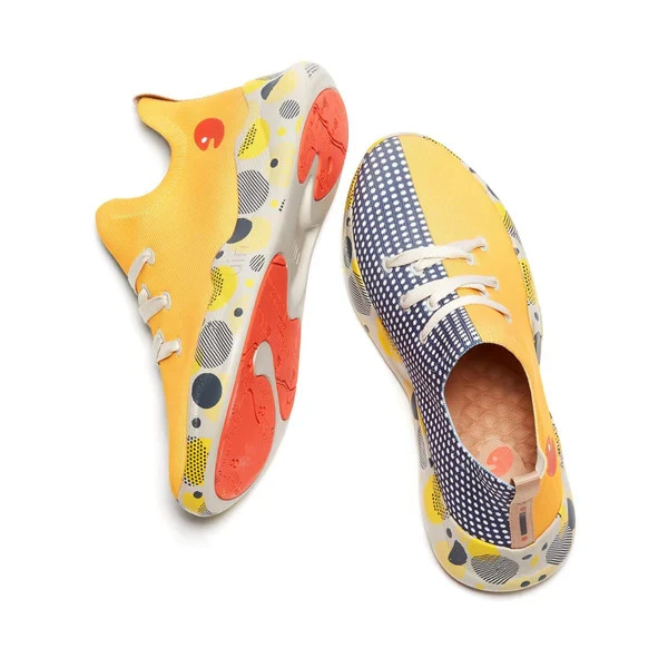 Women Size 5-12 UIN Slip On Canvas Comfortable Shoes Loafers “Grey & Yellow”