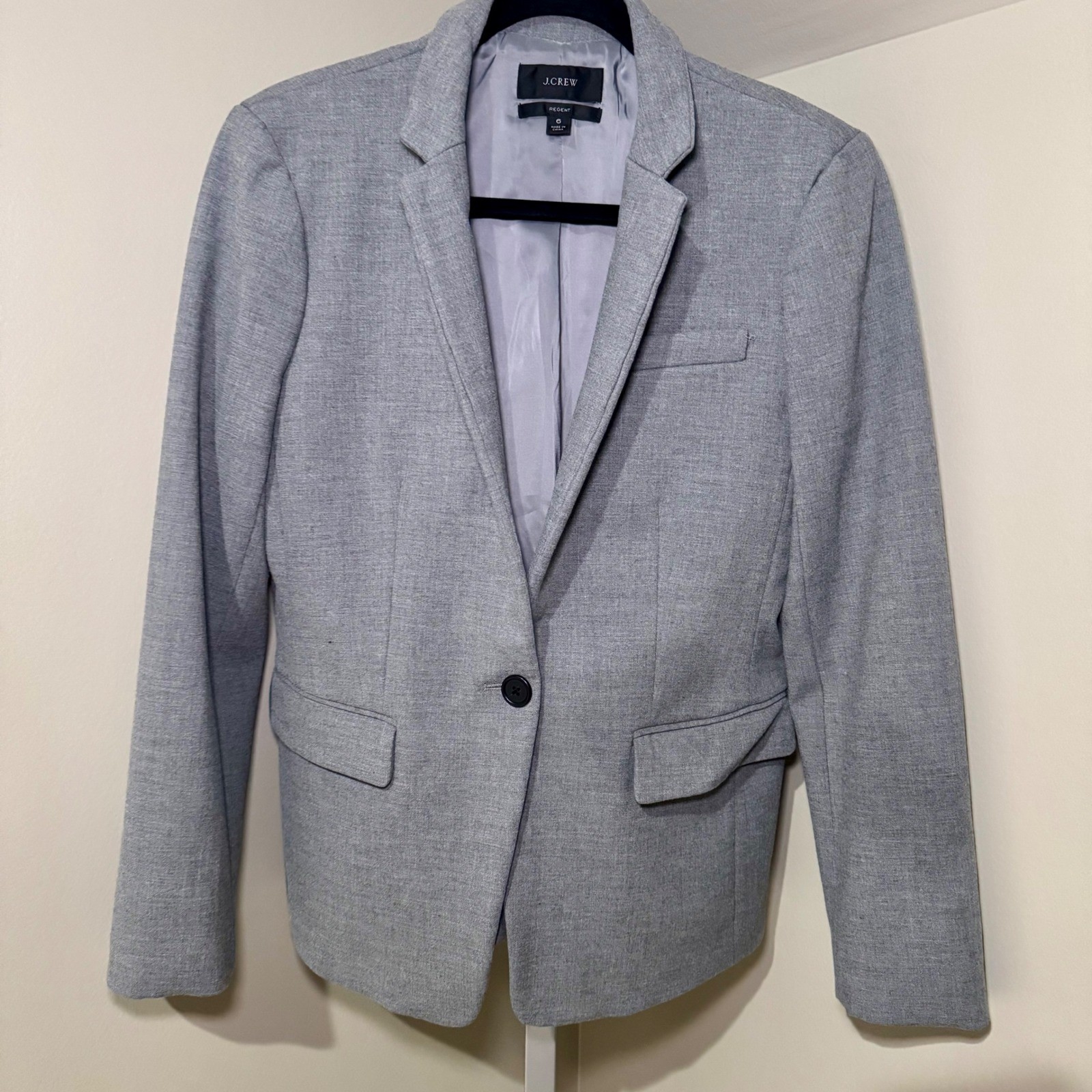 J Crew Regent Gray Blazer Jacket Women Size 6 Career Work Office