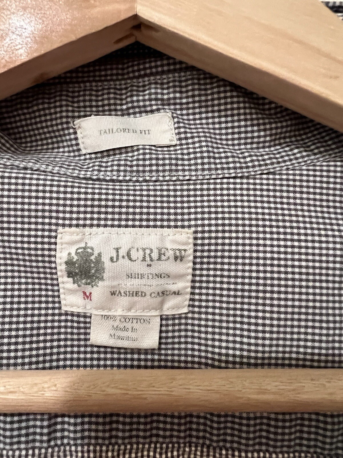 J.CREW OXFORD SHIRT GRAY GINGHAM LONG SLEEVE MEN’S MEDIUM