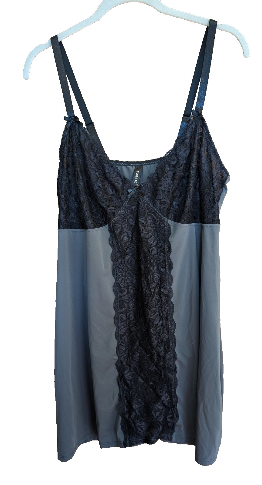 Torrid Cami Sz 1 Gray Black Babydoll Floral Lace Lingerie Romantic Feminine Goth