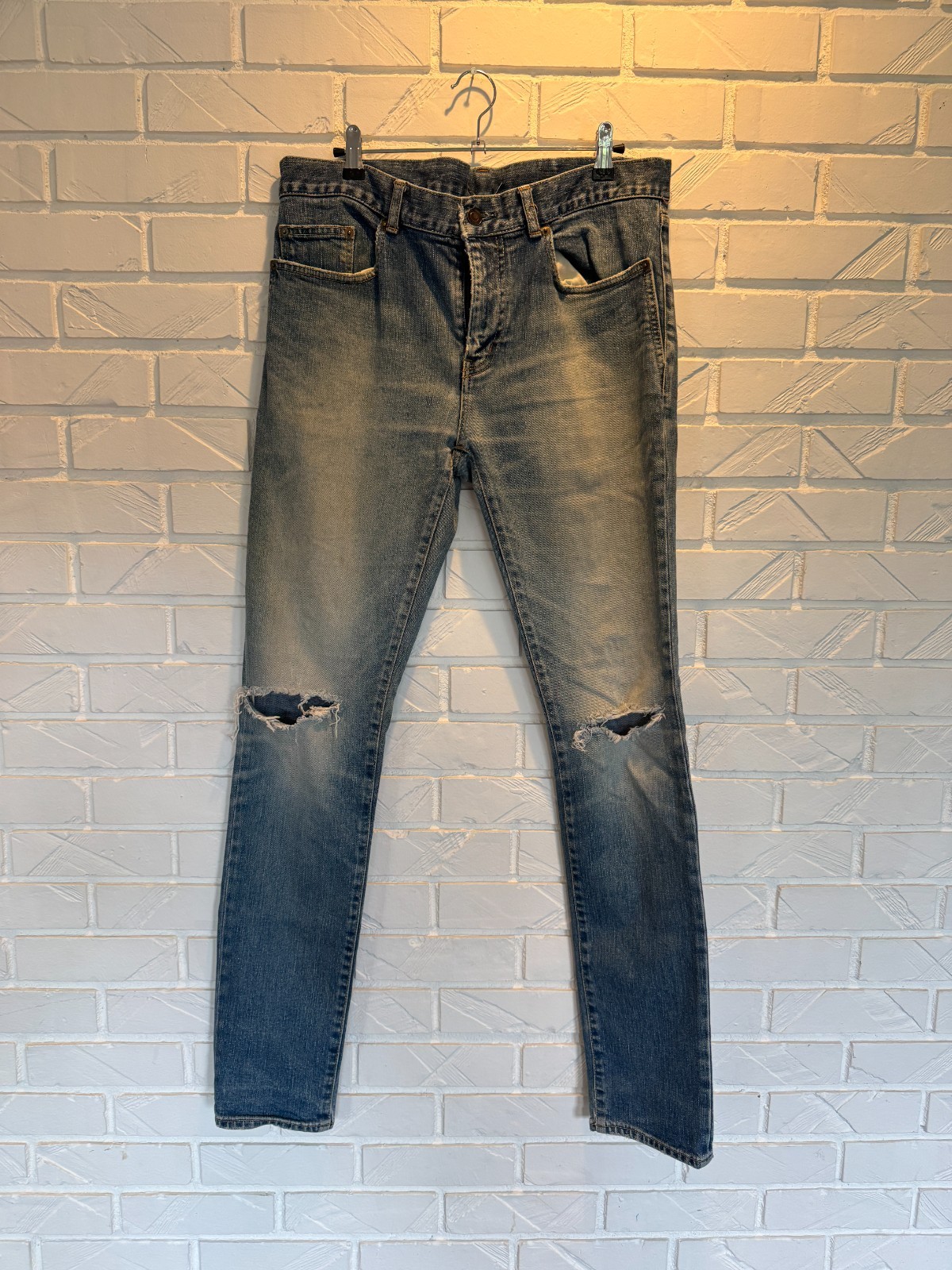 Saint Laurent Paris Hedi Slimane D02 Skinny Jeans 32 Distressed Made Japan