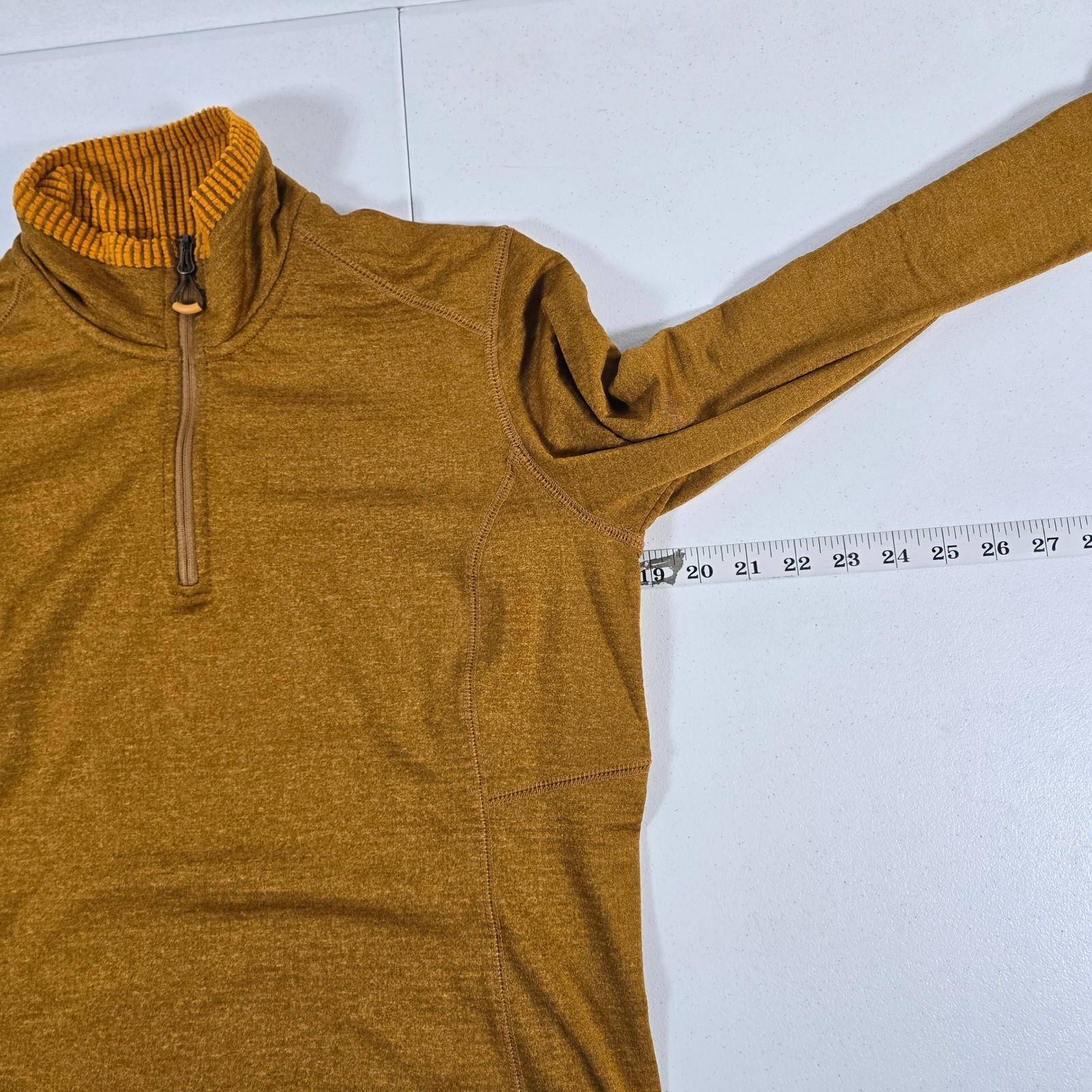 Orvis Mens Amber Marled Quarter Zip Fleece Pullover Long Sleeve Size Small