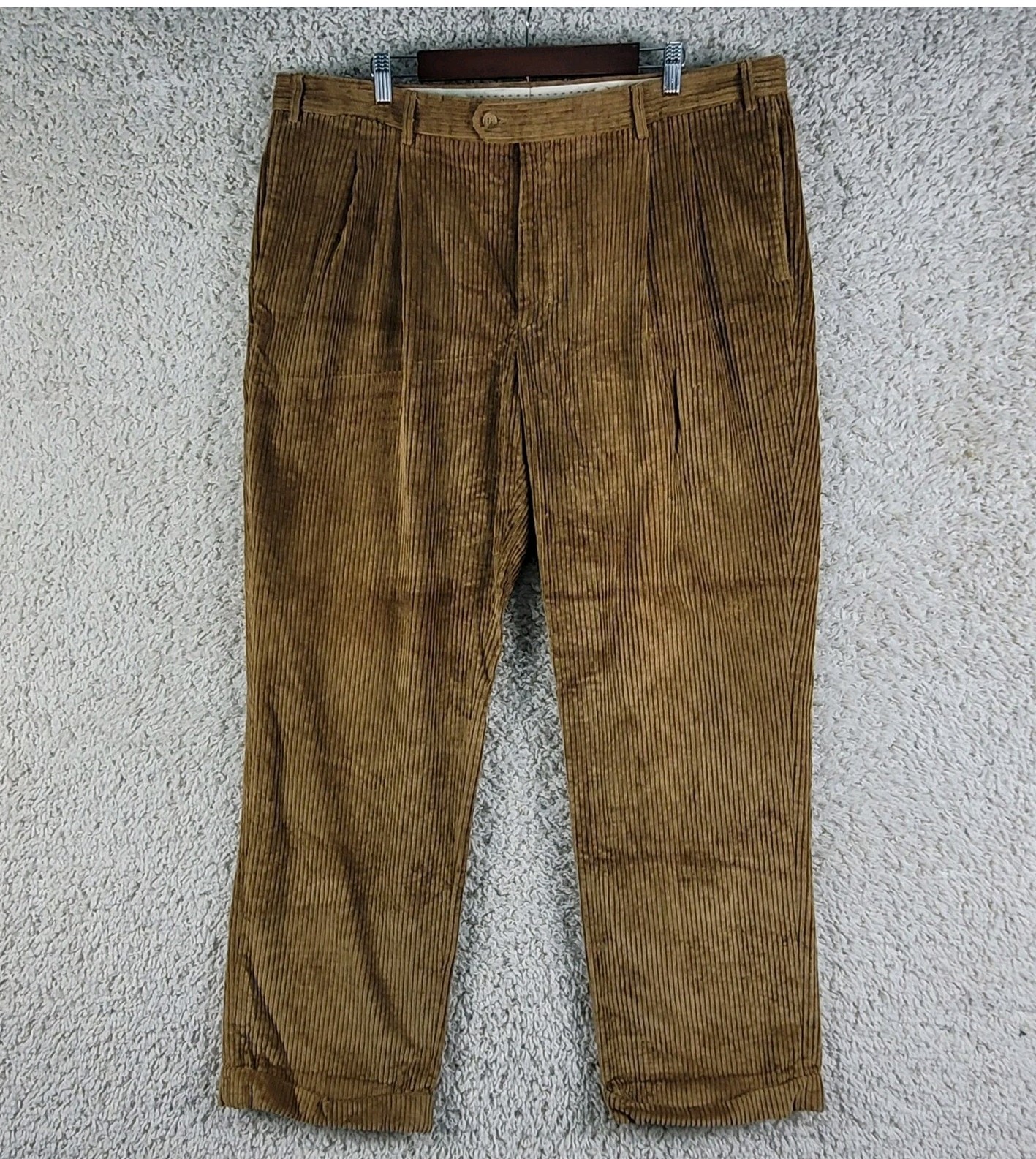 Vintage J Peterman Corduroy Pants Men 42×32 Brown Velluto Duca Visconti Portugal