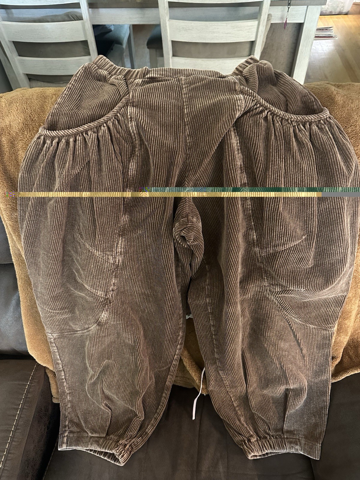 Davi & Dani Women’s Brown Corduroy Pull-On Jogger Pants M Elastic Waist