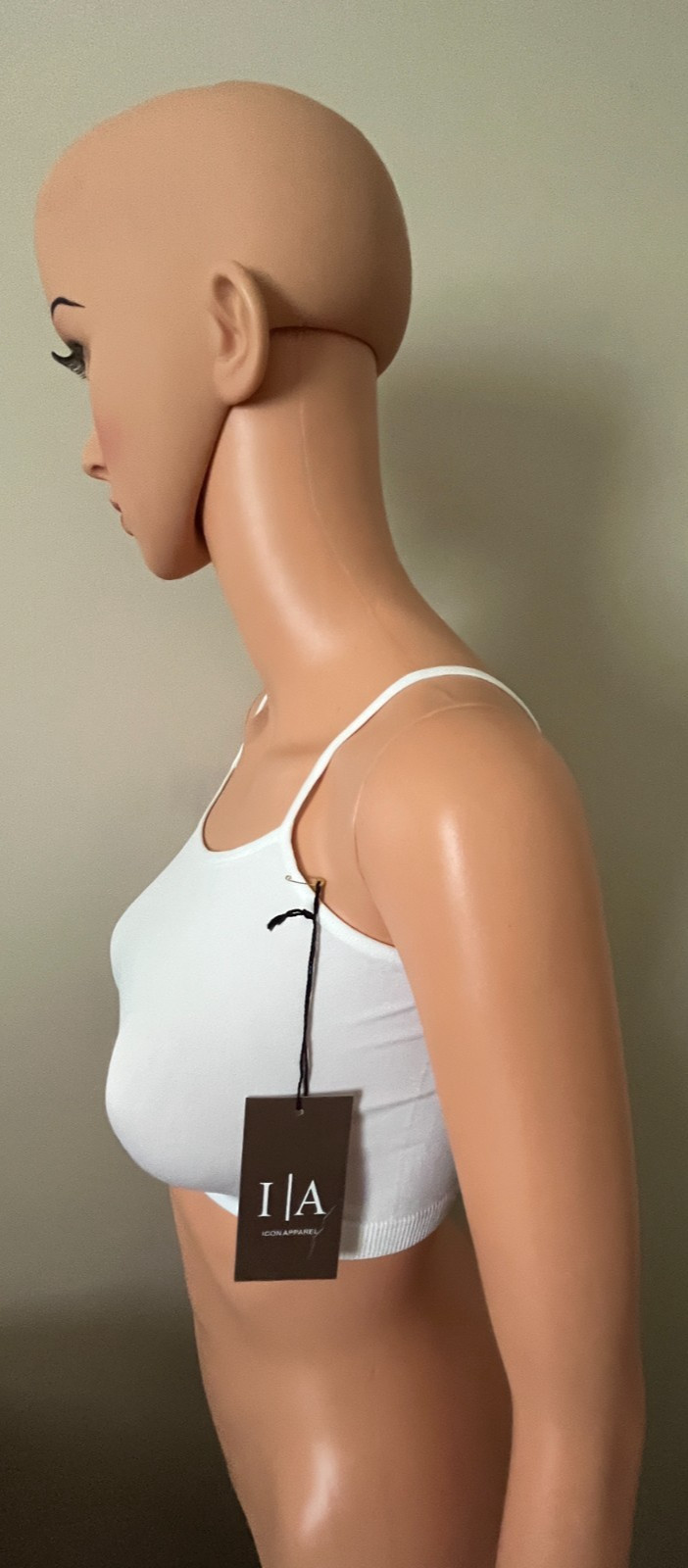 NWT IA ICON APPAREL COMFORT BRALETTE SIZE O/S WHITE 92% NYLON 8 % SPANDEX