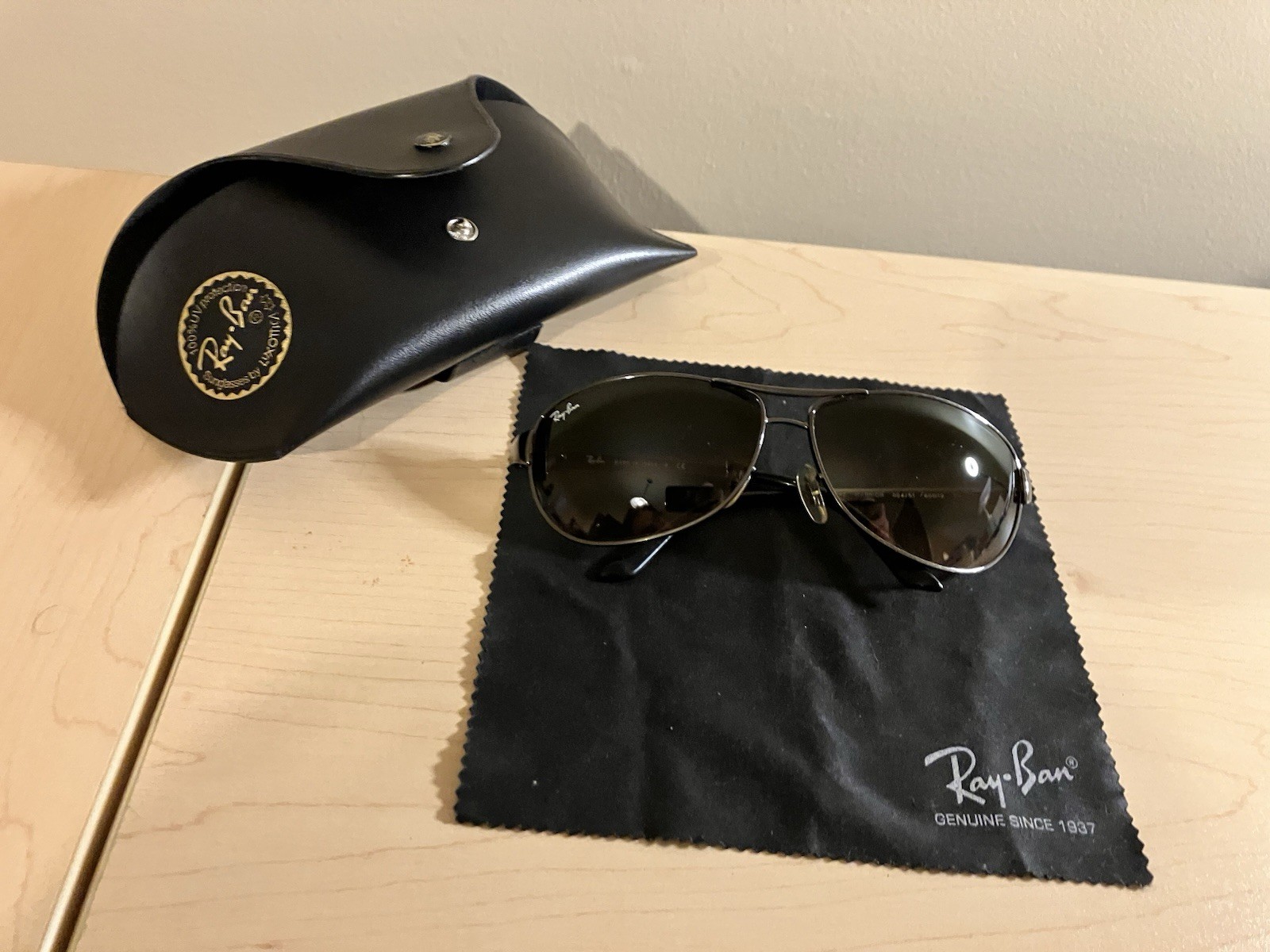 Ray-Ban RB3342 Warrior Gunmetal Brown Gradient Wrap Sunglasses 60□12 w/ Case
