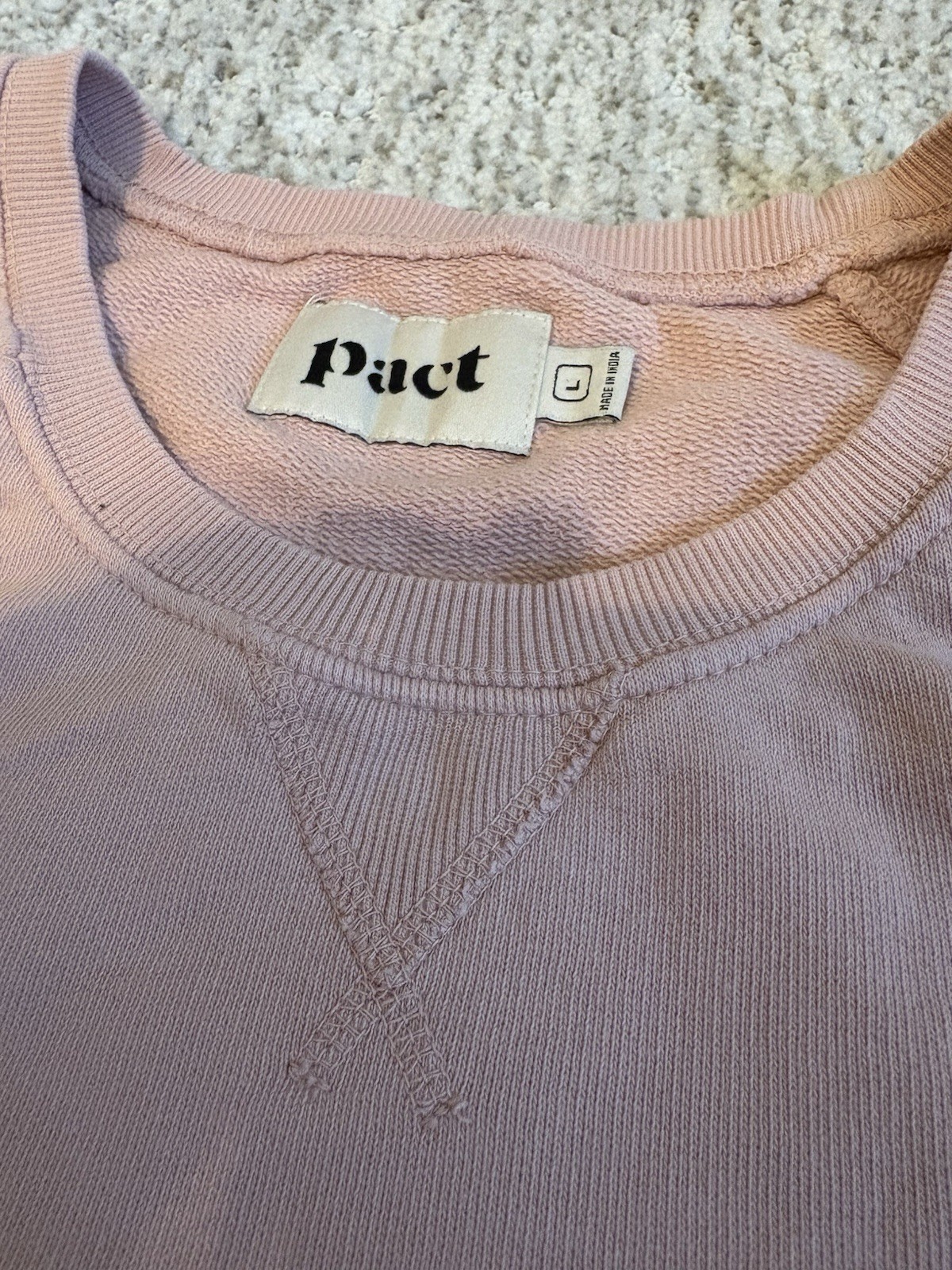 Pact Women’s Pink Pullover Sweatshirt S Regular Crew Neck Raglan Cotton