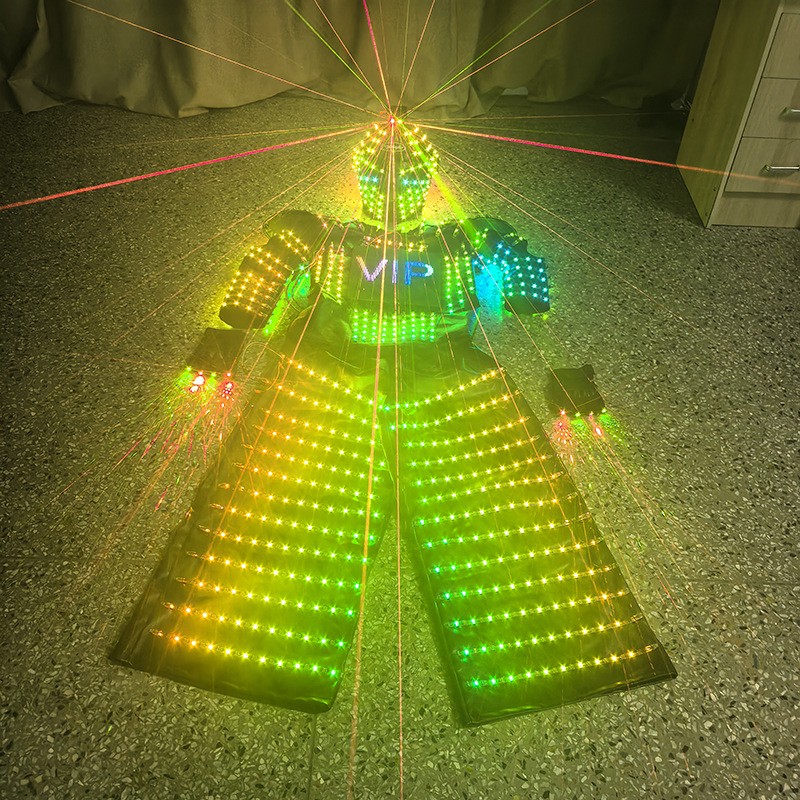 LED Luminous Robot Illuminated Armor Suit Costume Helmet Gloves DJ Bar KTV Prop