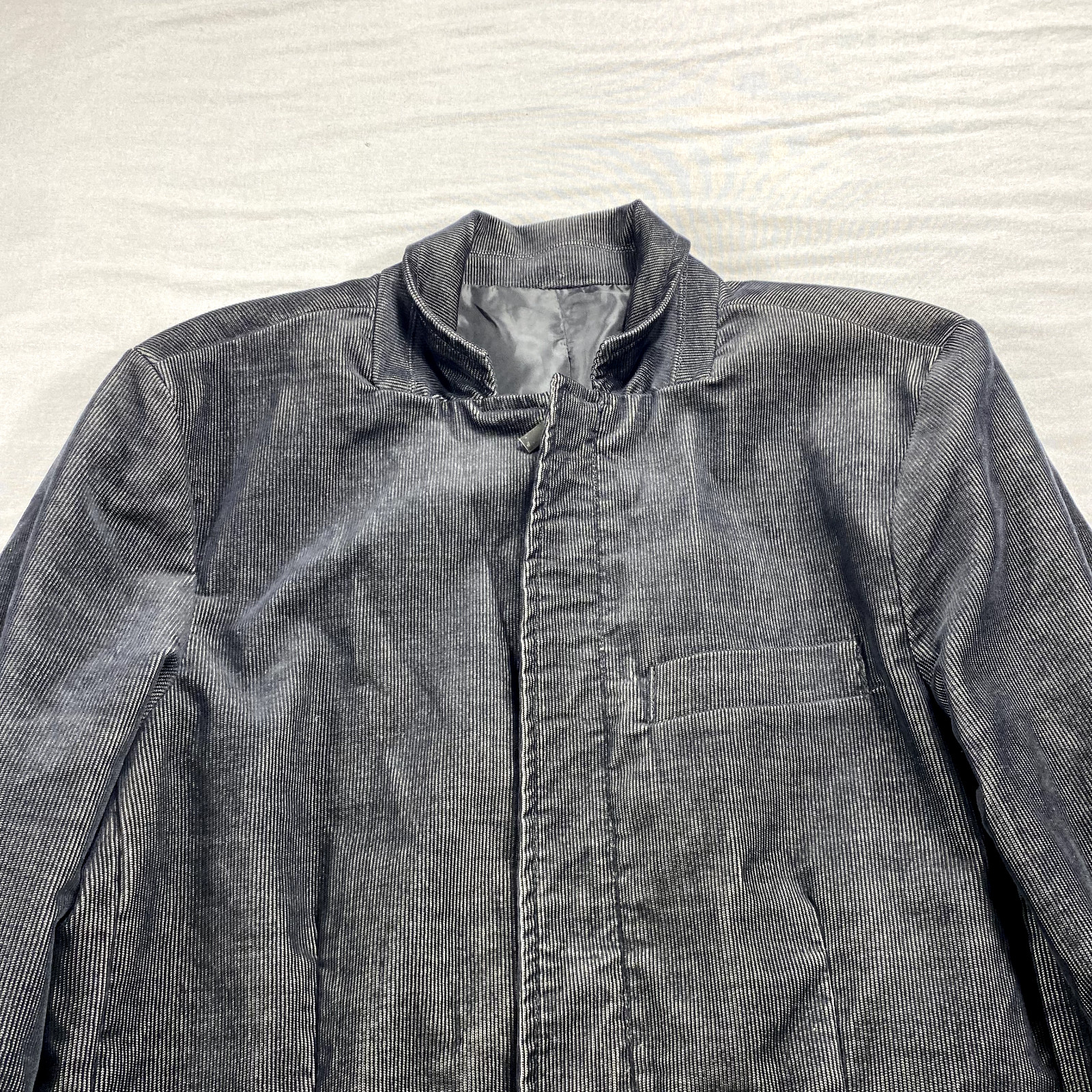 Kenneth Cole Reaction Mens 40 Small Black Corduroy Zipper Sport Coat Jacket
