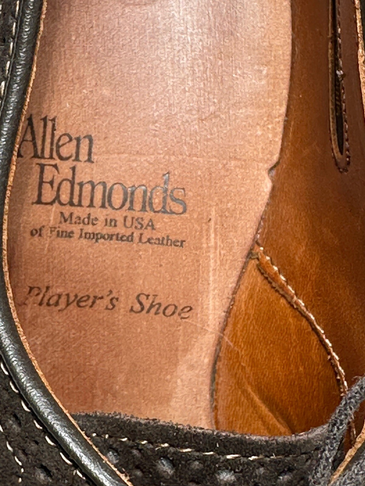 Allen Edmonds Player’s Shoe Wingtip Dress Dark Brown Suede Shoes Mens Size 7D