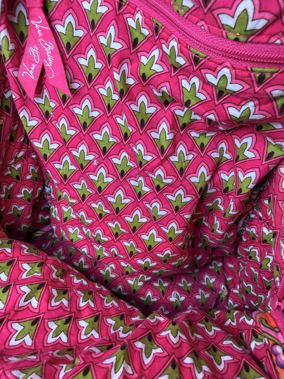 Vera Bradley Medium Backpack Pink Swirls Retired Quilted Cotton Paisley 2010s