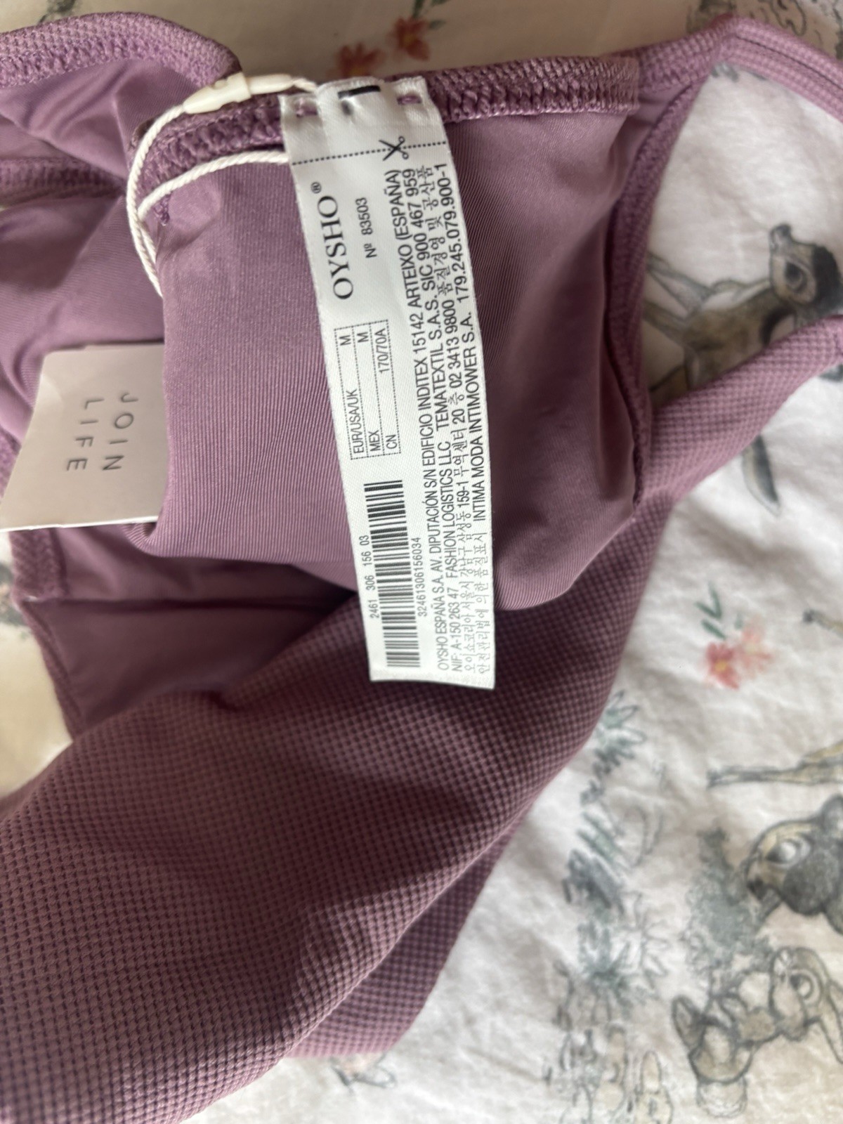 NEW WITH TAGS Oysho Join Life Bikini Bottoms dusky purple ribbed fabric Size M