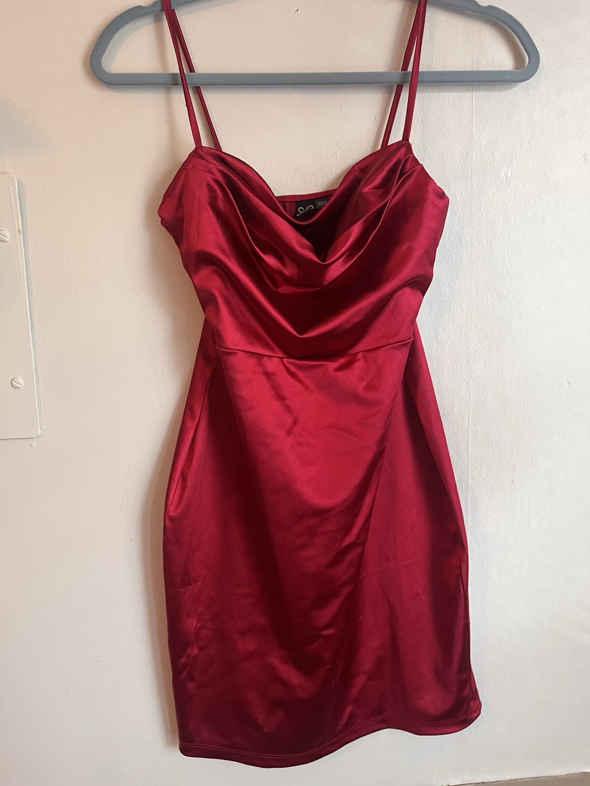 Windsor Womens Red Satin Mini Dress Ruched Bodycon Medium Party Night Out