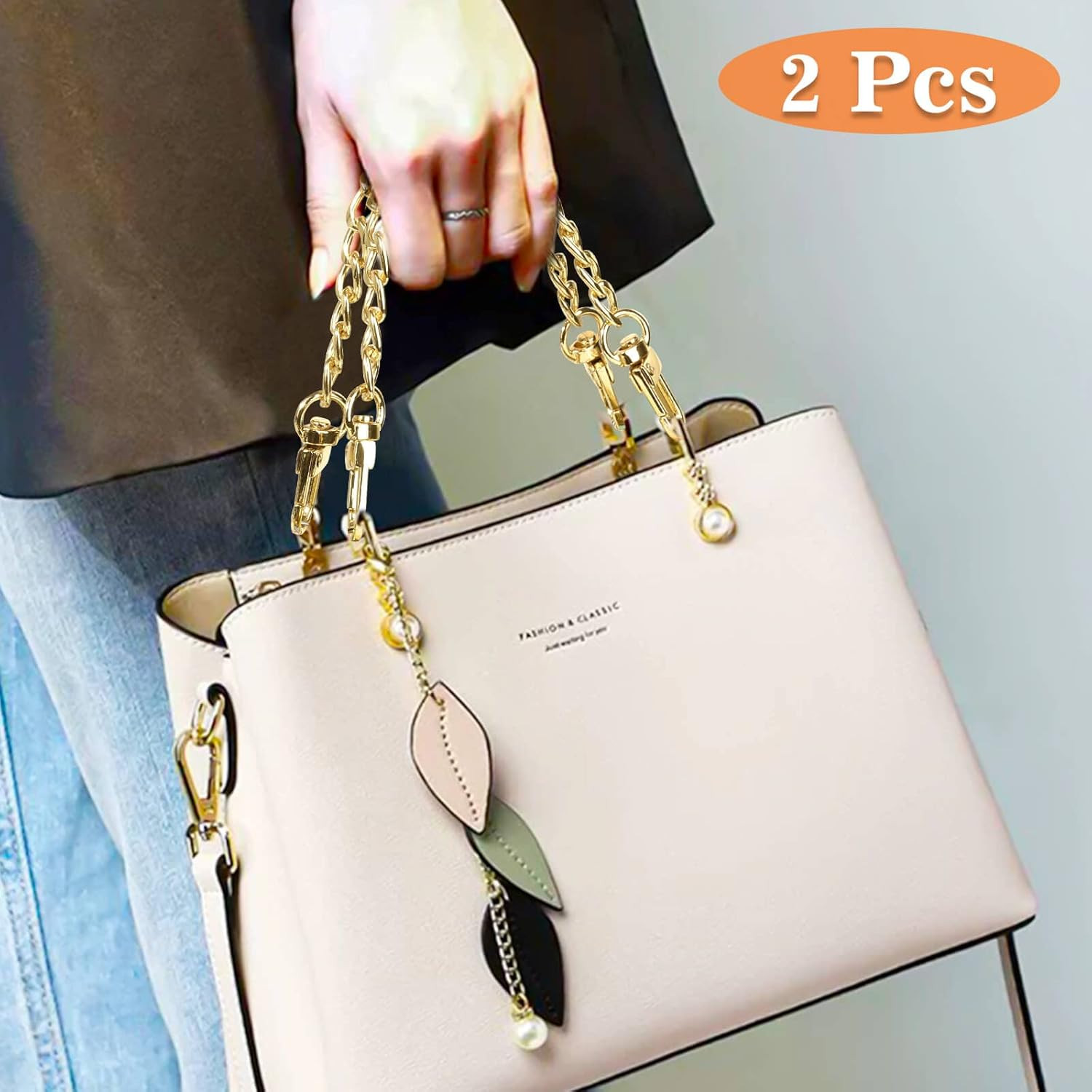 2PCS Gold Purse Chain Strap Extender 7.9in Metal Handbag Replacement