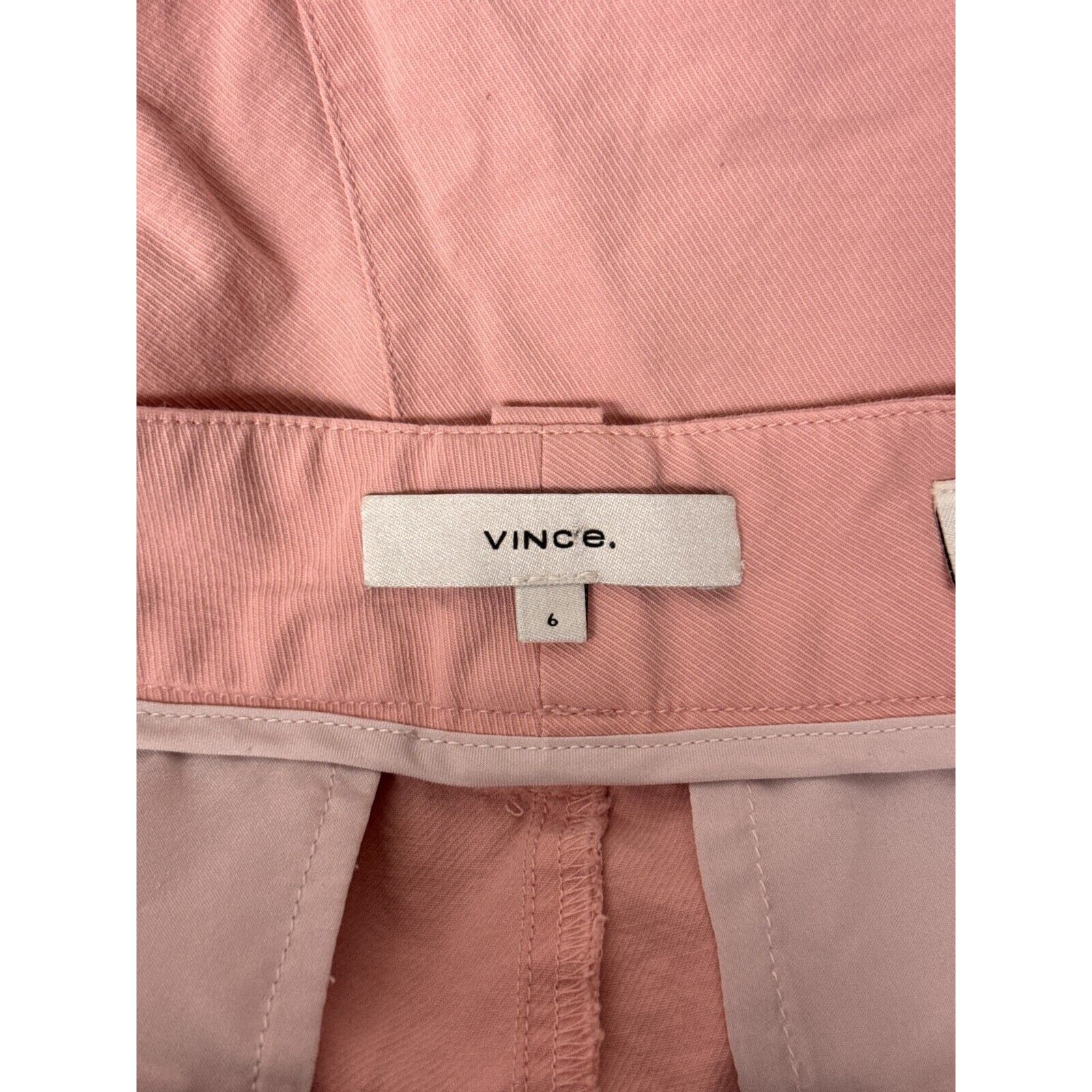 Vince Pants 6 Womens Washed Cotton Twill Blush Pink Relax Crop