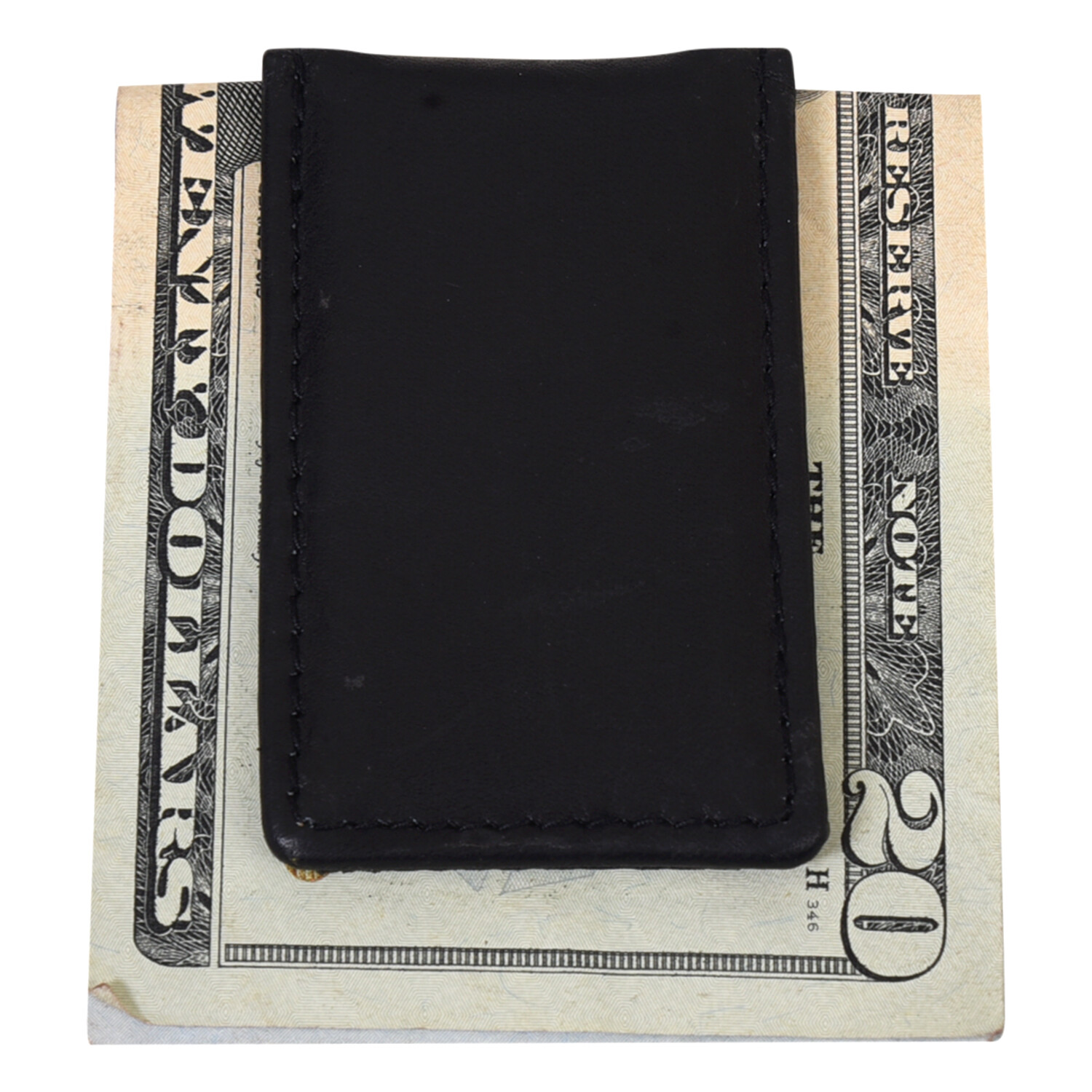 Leatherboss Genuine Leather Men Cross Print Strong Magnetic Money Clip, Black