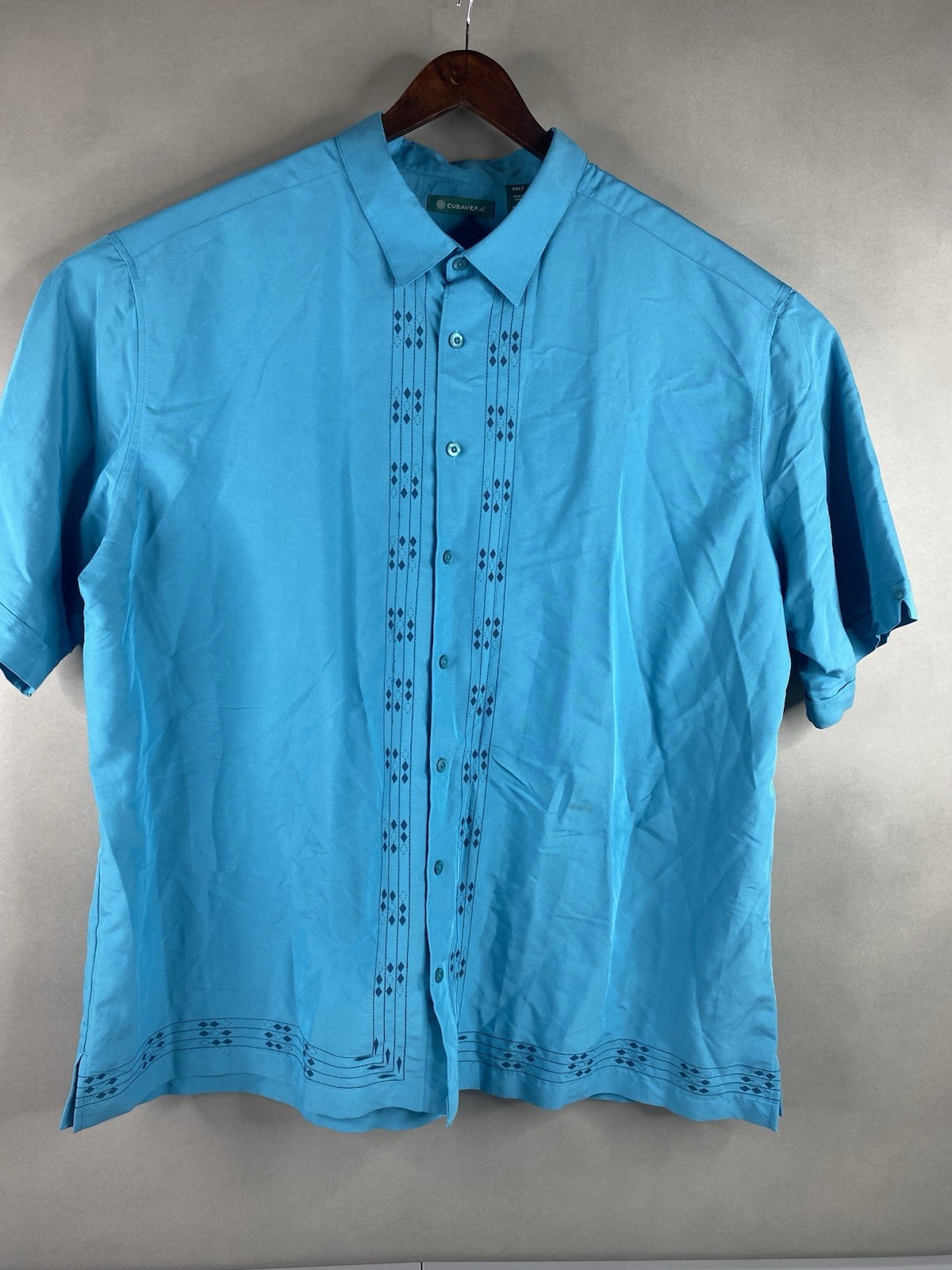 Cubavera Big & Tall Blue Moon Button Down Short Sleeve Collared Shirt Men’s 3XLT