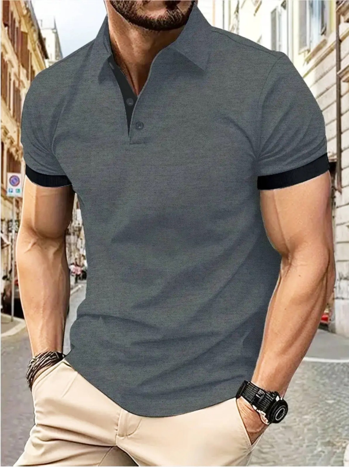 Men’s Trendy Short Sleeve Polo Shirt Casual T-shirt Tee Summer Fashion Gym Gift