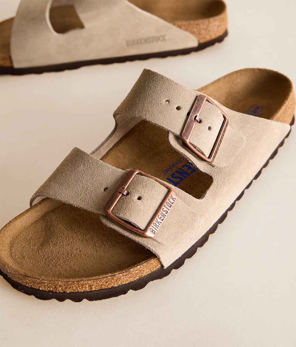 Birkenstock Arizona Sandals Taupe Suede Leather Women’s Shoes Narrow EU 37-41