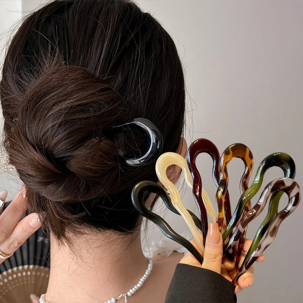 U-Shaped Hair Fork Tortoiseshell Acetate Acrylic Hairpin Fashion Hair Stick