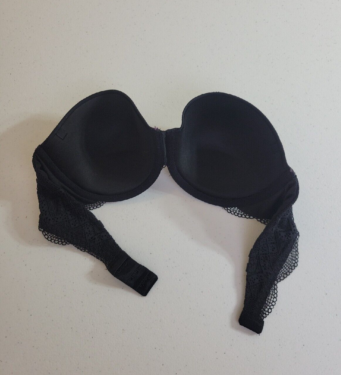 Maidenform Black Lace Padded Cup Strapless Underwire Push Up Bra Size 34C
