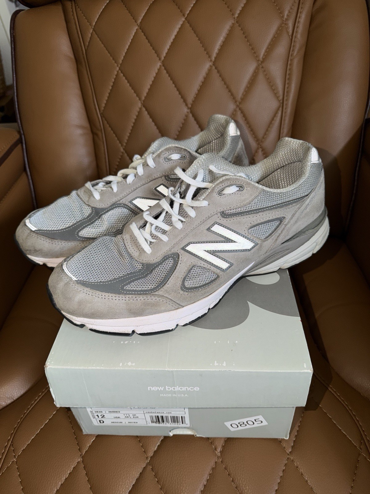 New Balance 990V4 Men Size 12 D Made In The USA Grey Silver Running Shoe U990GR4