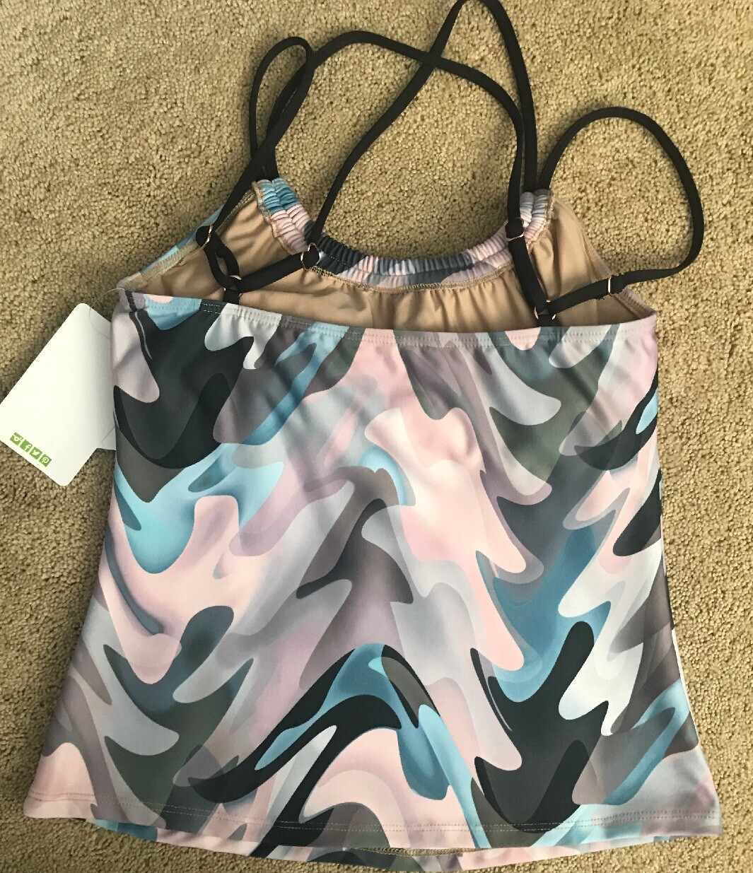 Next Brand “Boot Camp” Shirred Tankini Swimsuit Top Size Small New Retail $82