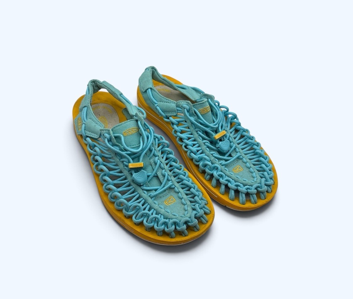 KEEN Uneek Women 7.5 Sandal Water Shoe Aqua Teal Blue Cord Strappy