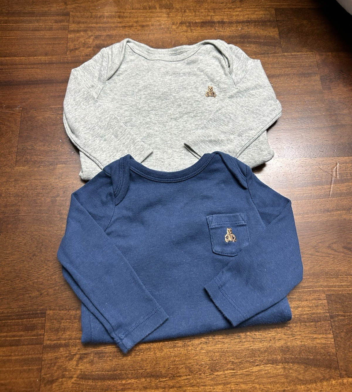 baby gap First Favorites 2-Pack Cotton Knit Long Sleeve Bodysuits 3-6M Gray/Blue