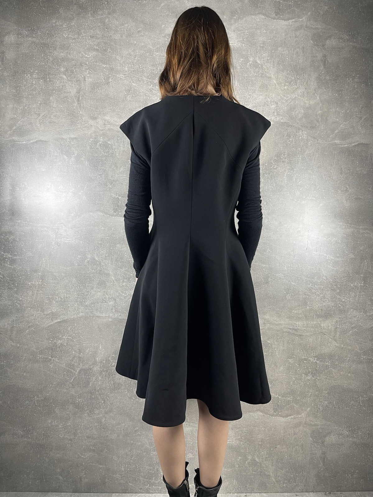 Gareth Pugh FW14 Archives Avant Grde Sculptural Zip Front Black Dress IT 44 ( L)